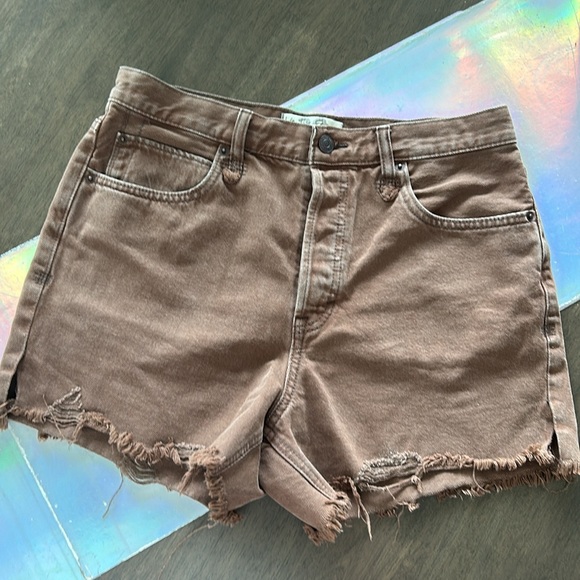 🍫 Free People We the Free Makai Cut Off Brown Denim Shorts 🍫 - Picture 9 of 14